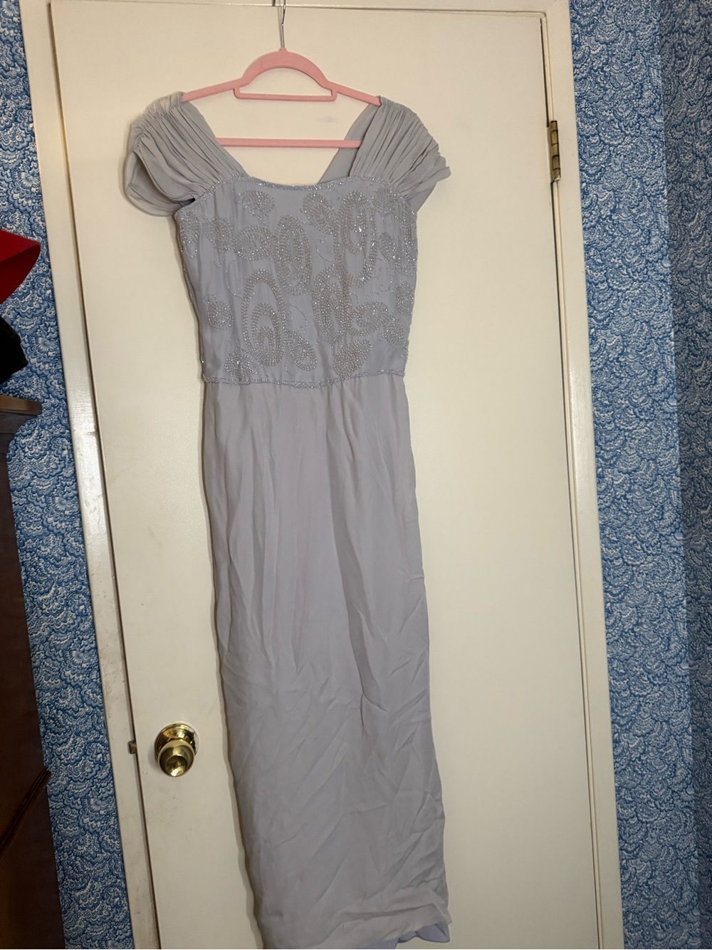 Carolina Herrera Light Gray Beaded Maxi Dress